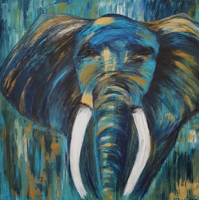 Elefant. elefant,målning,akryl