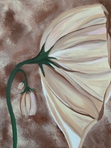 Beige Flower. Canvas,Beige,Akryl