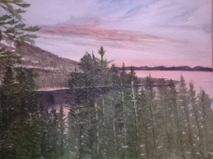 Natur,Solnedgång,Akvarell. Akvarell på saunders waterford. Säljes