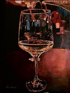 Vin,Glas,Krog. Blandat med abstrakt i bakgrunden