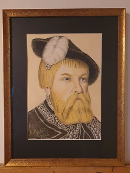 Pastellmålning,Porträtt,Konst. Pastell målning.
Gustav Vasa.
Oinramad 21x30 cm,