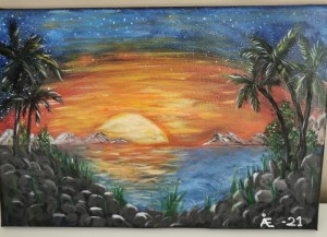 Hawaii sunset. Akryl,Canvas,Solnedgång