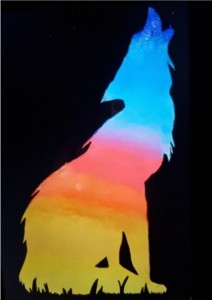 Wolf,Rainbow,Nightsky. One of my first digital