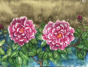 rosor,blommor,akvarell. Original akvarell målningen
-Målningen målas på