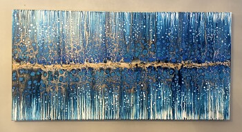Blue,Fluid,Akryl. Acrylic on canvas. En av