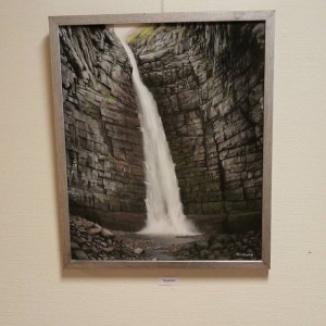 Realism,Landskap,Vattenfall. Sveriges högsta vattenfall. Motiv från