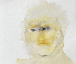 Intryck av uttryck  III gul ögon. akvarell,porträtt,ansikte