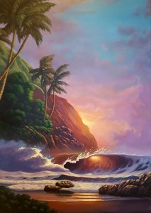 Hawaiian wave. Akryl,Vågor,Canvas
