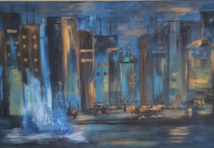 Manhattan. manhattan,målning,akryl